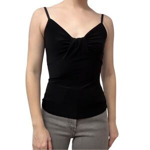 Vintage Y2K WHBM Black Fitted Ruched Camisole Tank Top Coquette Size Extra Small